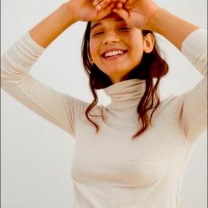 Aerie Real Soft Ribbed Turtleneck - Cream - Small